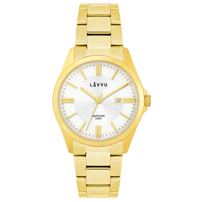 LAVVU Pánské hodinky se safírovým sklem HALLAND Gold LWM0302