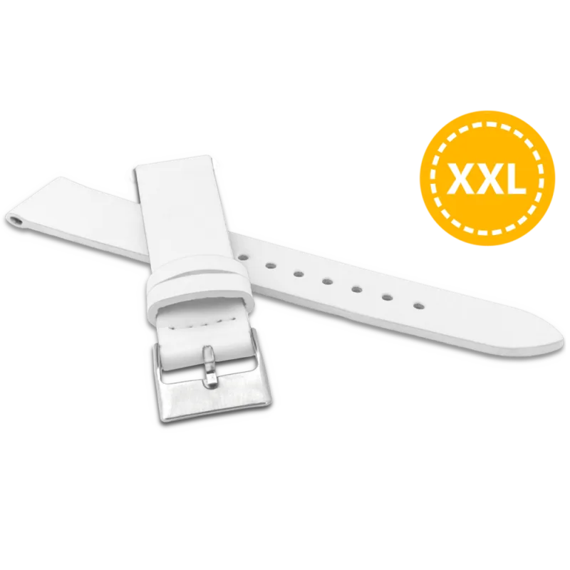 MINET XXL Prodloužený bílý řemínek z luxusní kůže Top Grain - 20 - XXL MSSXW20