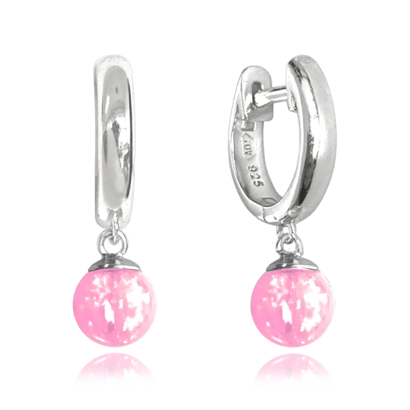MINET Stříbrné náušnice s růžovými opálky JMAS0155PE00