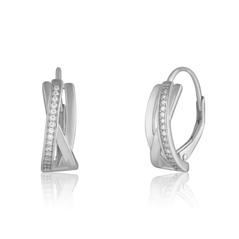 JVD Dámské klasické stříbrné náušnice se zirkony na patent SVLE2363XH2BI00