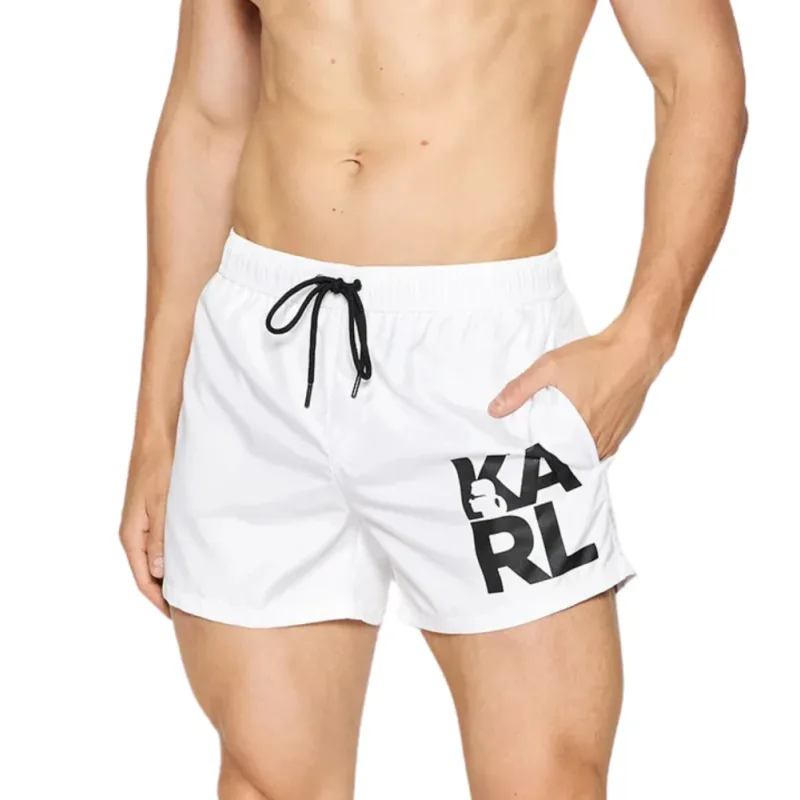 Karl Lagerfeld KL21MBS02 pánske šortky biele