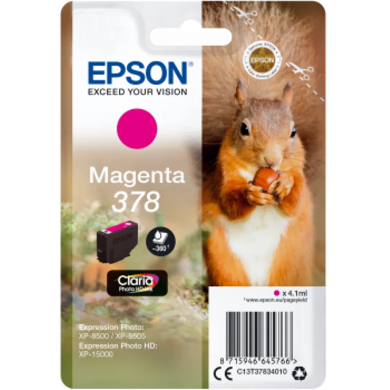 Epson Singlepack Magenta 378 Claria Photo HD Ink C13T37834010