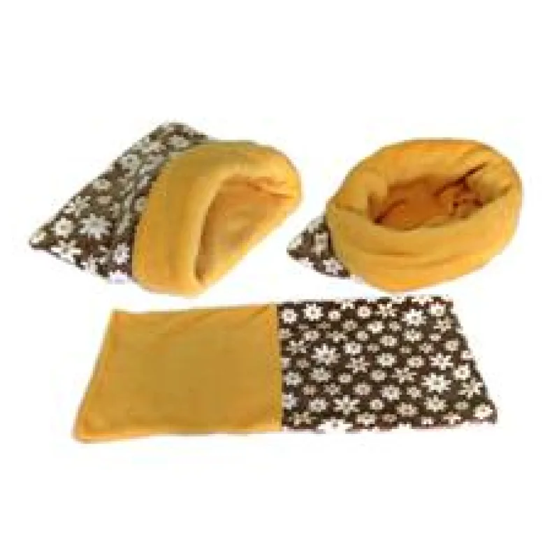 Marysa pelíšek 3v1 pro štěňátka/koťátka, hnědý-kytky/žlutý