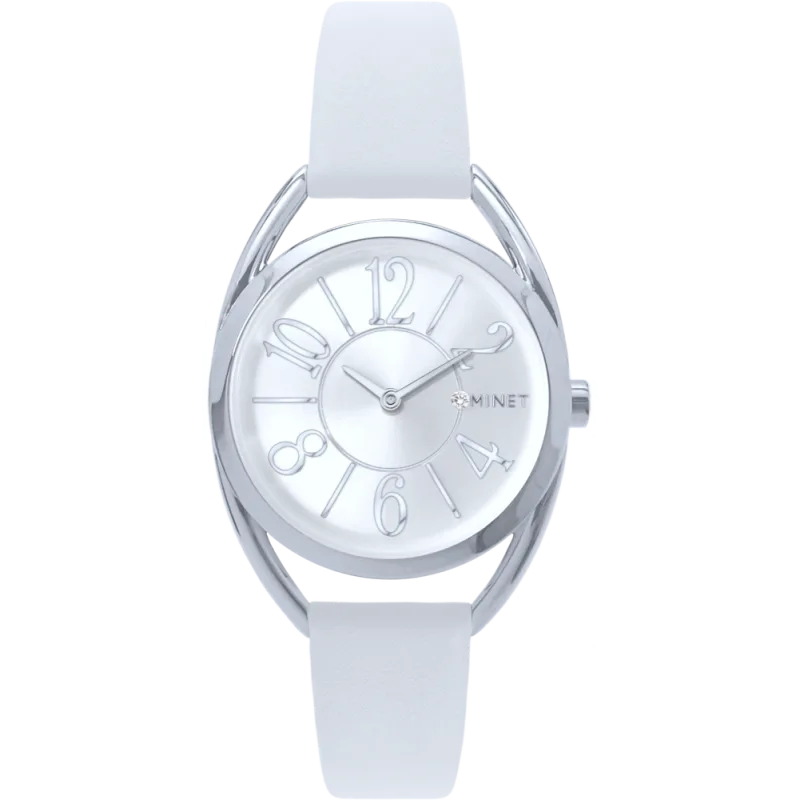 MINET Stříbrné dámské hodinky s čísly ICON SILVER MWL5231