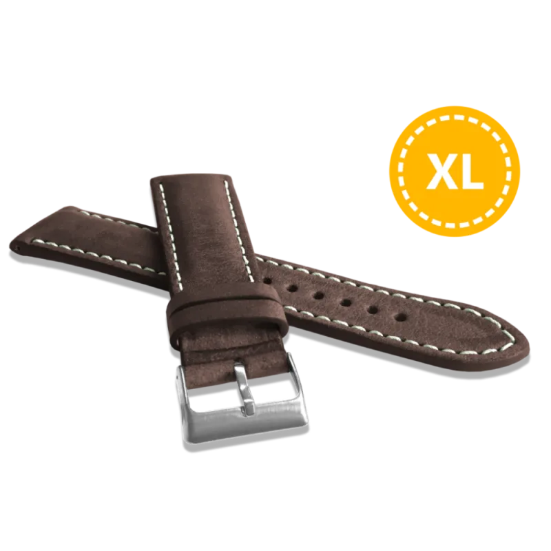 LAVVU XL Prodloužený přírodně barvený tmavě hnědý řemínek NATURE z kůže Top Grain - 24 XL LSRXC24