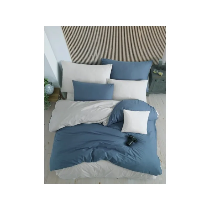 BAVLNENÉ OBLIEČKY Color Petrolejovo smotanové 140x200/70x90 cm