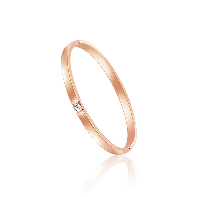 JVD Dámský rose gold ocelový náramek se zirkony SSSB0056XI8RO00