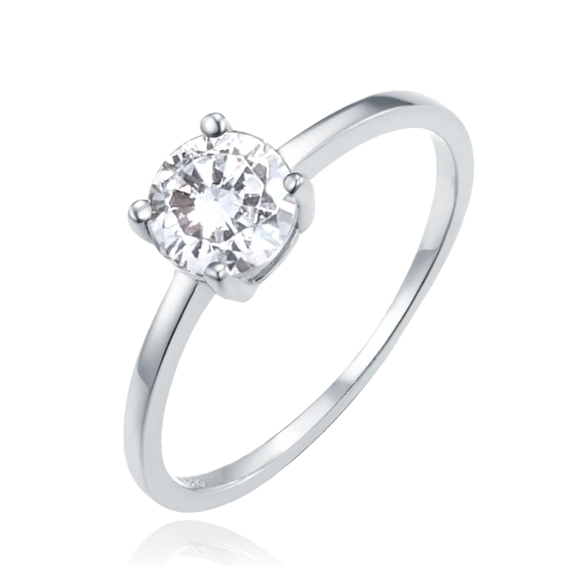 MINET Elegantní stříbrný prsten s bílým zirkonem vel. 54