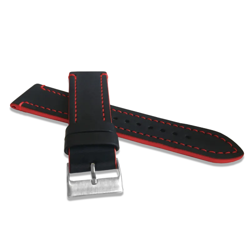 LAVVU Červeně prošitý řemínek TAILOR z luxusní kůže Top Grain - 24 LSPBR24