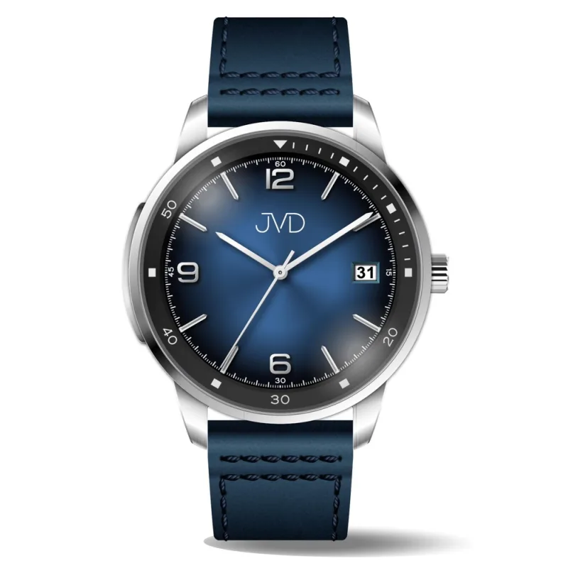 JVD Pánské modré voděodolné ocelové hodinky s modrým řemínkem JVD JC417.1