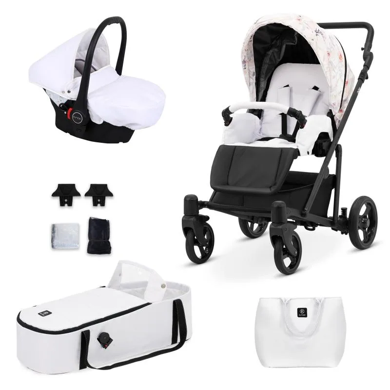 Kočík Kunert Roy black frame 3v1 - delicate flowers