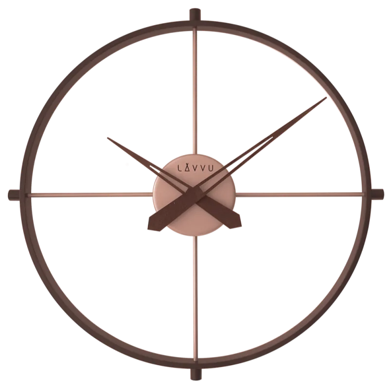 LAVVU Stylové tmavé dřevěné hodiny LOFT v industriálním vzhledu LCT4081