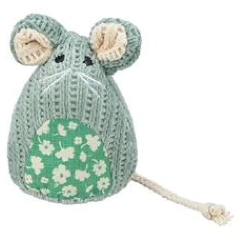 Myška tkaná sedící, s catnipem, 11 cm 1 ks