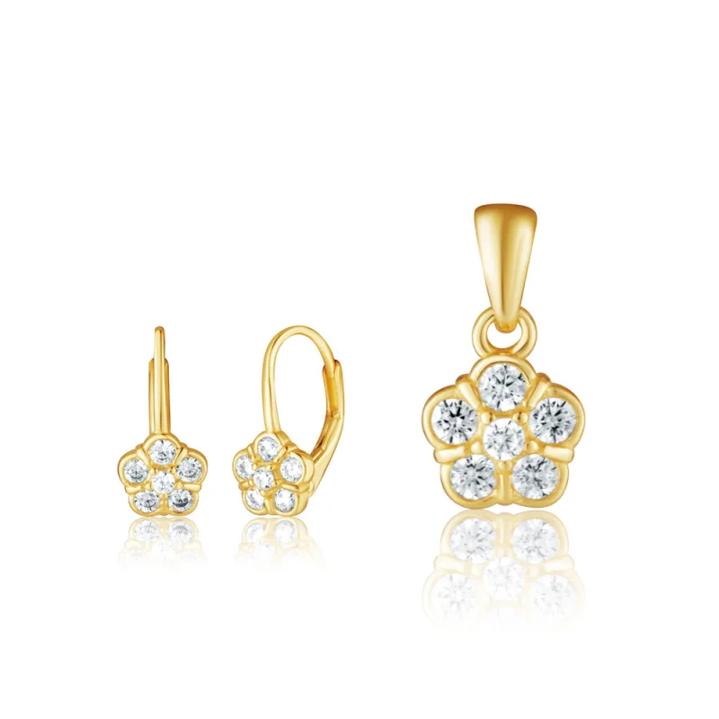 JVD Dámská pozlacená stříbrná souprava se zirkony set SVLS0144SH2GO00