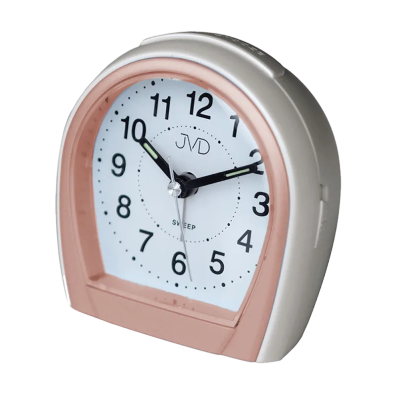 JVD Netikající tichý rose ručkový budík Quartz JVD bílo-rosé SRP812.10