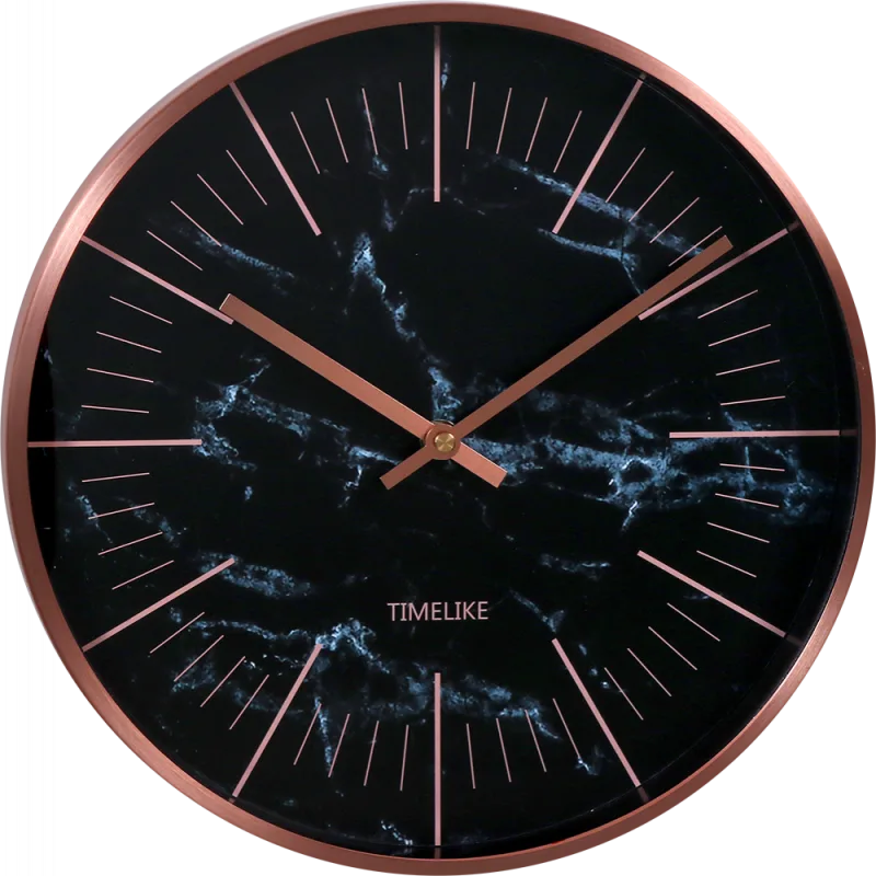MPM Kovové IPRose a černé kulaté hodiny MPM Stone Rose - E01.3945