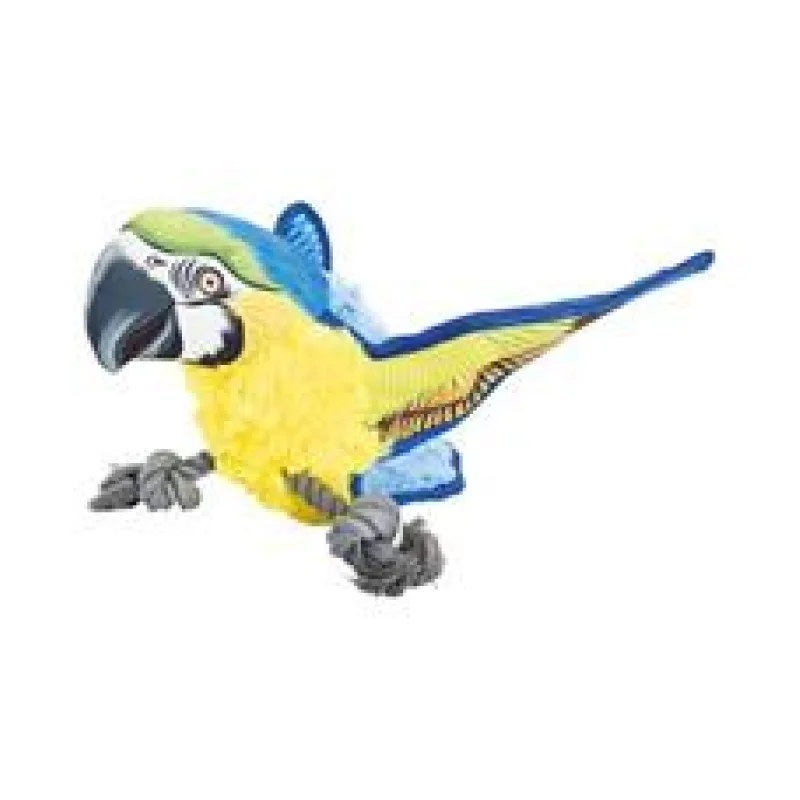 Ara Ararauna papoušek na laně 35 cm, robustní hračka pro psy HIPHOP DOG, žlutá/modá 1 ks