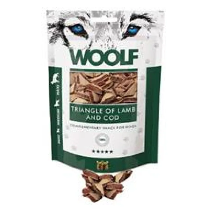 WOOLF pochoutka Lamb and Cod Triangle 100g