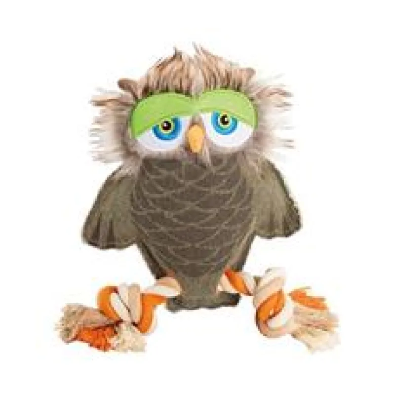 Sova na laně 28 cm, robustní jutová hračka pro psy, HIPHOP DOG 1 ks