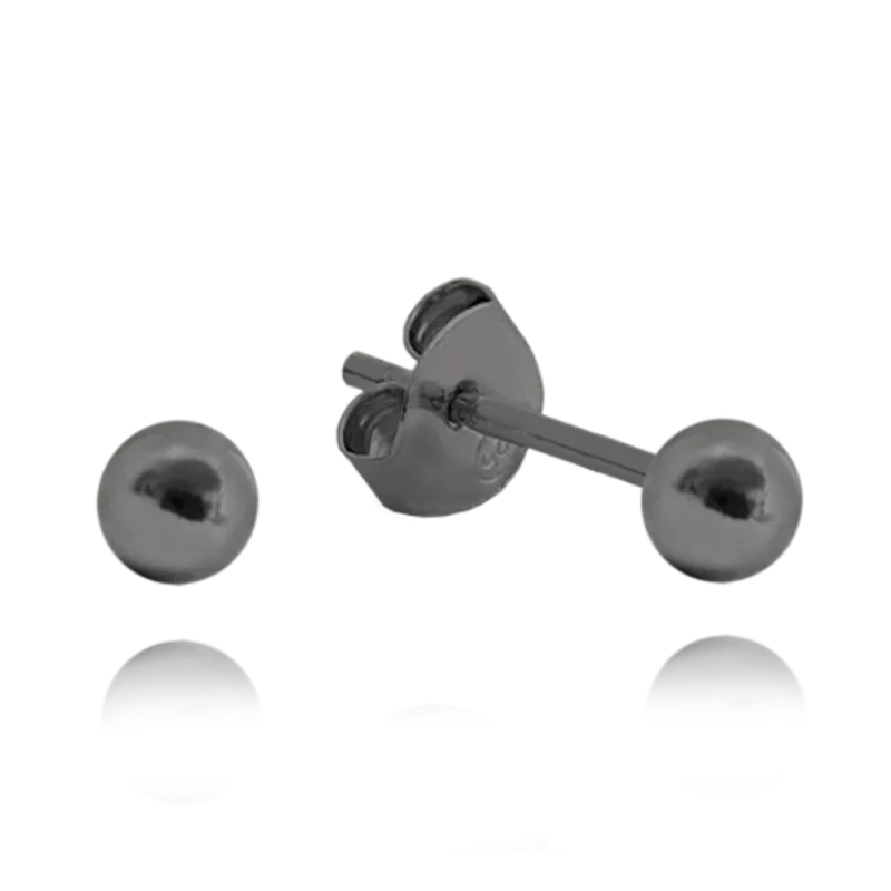 MINET Černé stříbrné náušnice KULIČKY MALÉ 3 mm