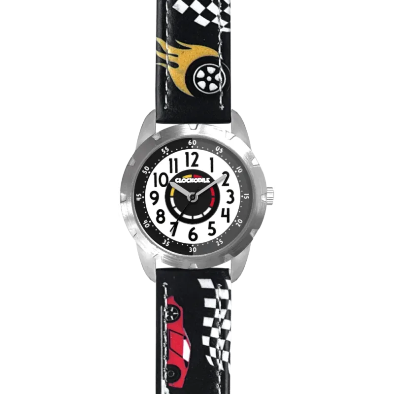 CLOCKODILE Svítící tmavě modré chlapecké dětské hodinky ZÁVODNÍ AUTA CWB0120