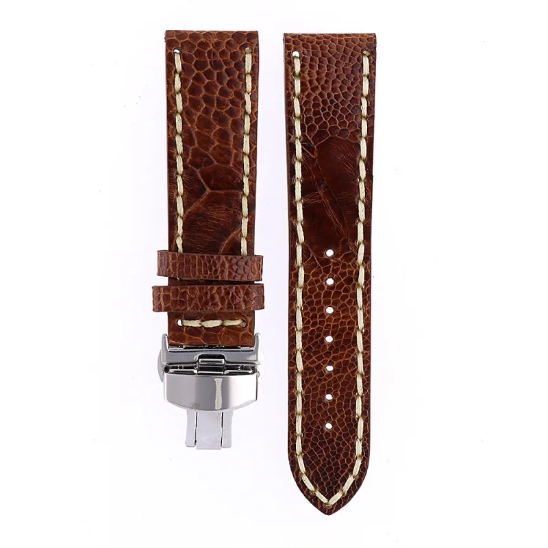 PRIM Kožený řemínek PRIM z pravé pštrosí kůže RB.15865 (22 mm) - hnědý RB.15865.2220.5050.L