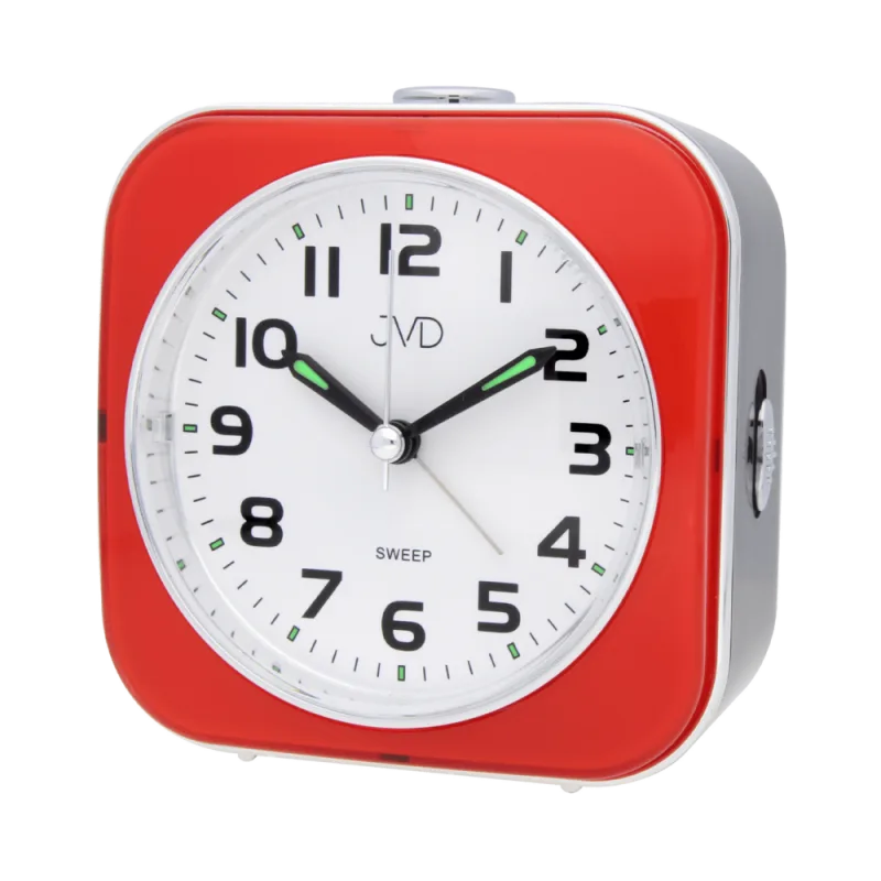 JVD Červený netikající tichý analogový retro budík JVD SRP801.3
