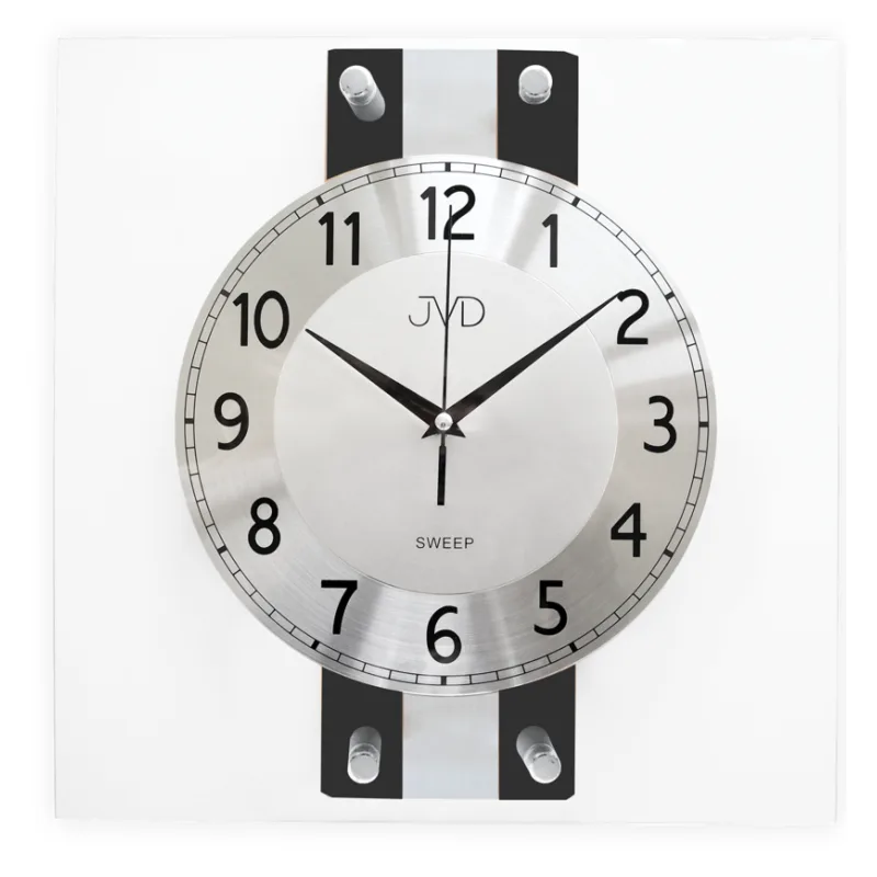 JVD Netikající tiché skleněné dřevěné nástěnné hodiny JVD NS21051.1