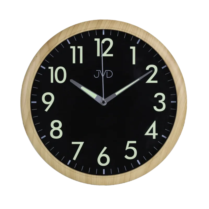 JVD Netikající tiché hodiny s luminiscenčními prvky v imitaci dřeva JVD HP301.2