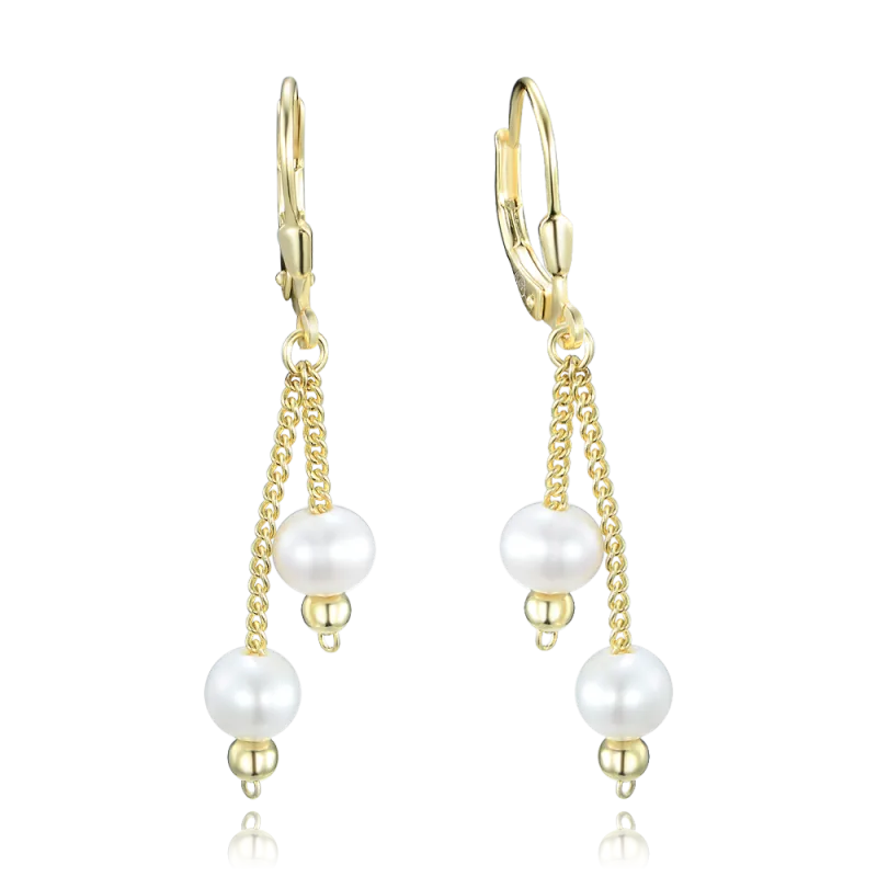 MINET Pozlacené stříbrné náušnice s přírodními perlami JMAS7056GE00