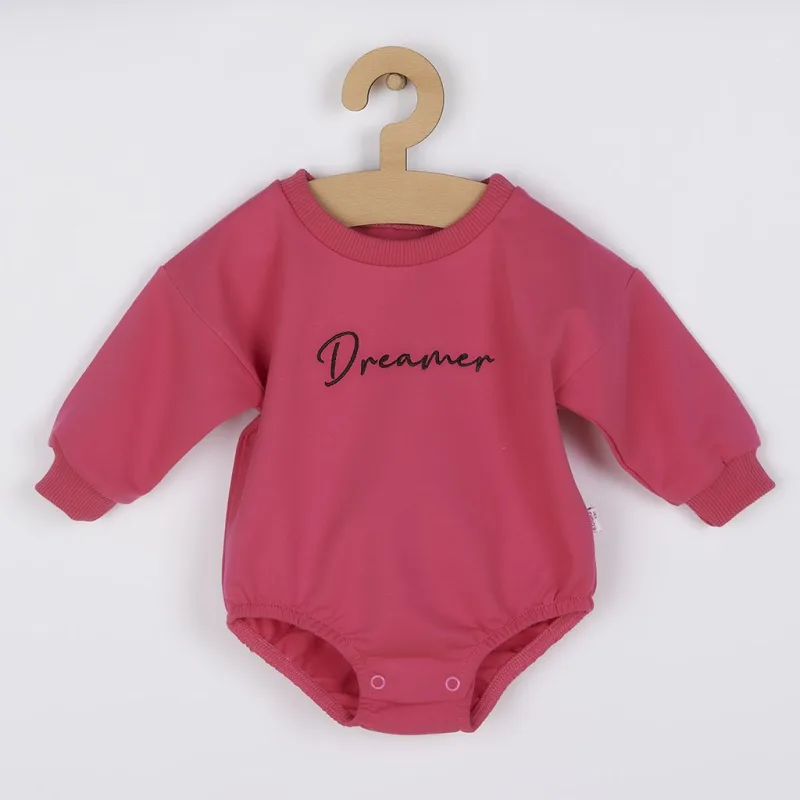 Dojčenské teplákové body baggy Koala Dreamer tmavo ružová
