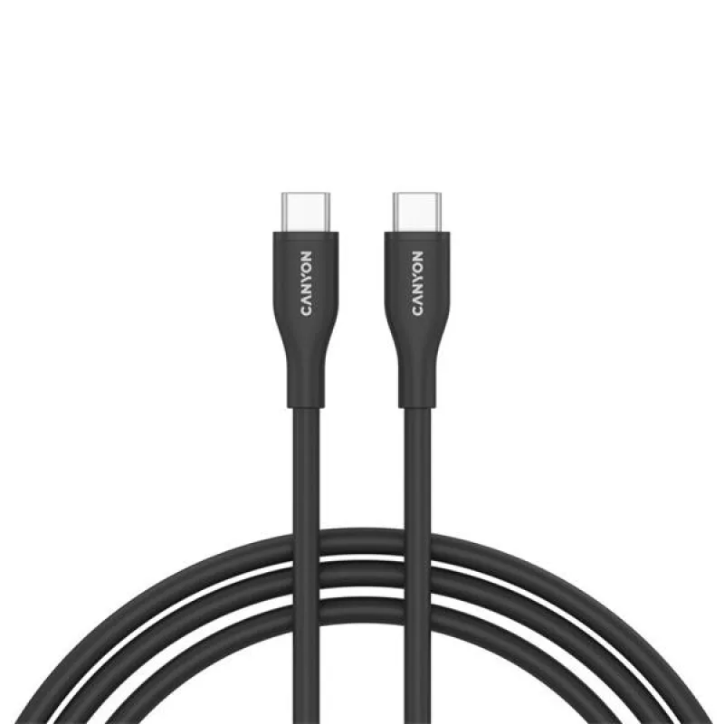 Canyon CC60SC10, 1 m kábel, USB-C / USB-C, PD 60 W, 480 Mbps, čierny CNS…