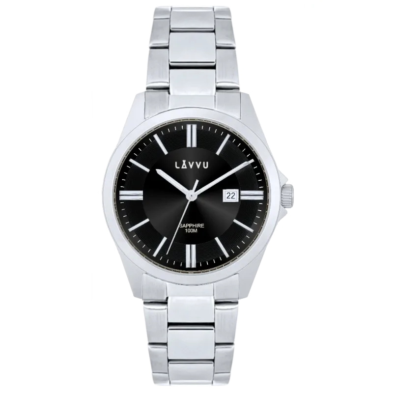 LAVVU Pánské náramkové hodinky se safírovým sklem HALLAND Dark Grey LWM0301