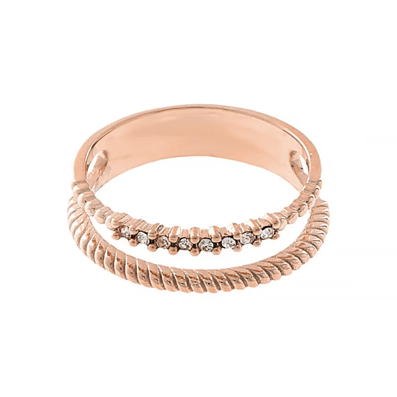 Nerezový prsten 70013 (velikost 56) - růžově pozlacený