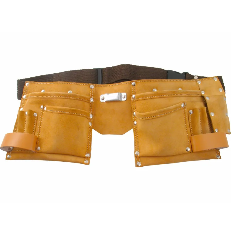 Vrecko na náradie kožené, 12 vreciek, s opaskom, plastová spona, dvojdielne, EXTOL CRAFT