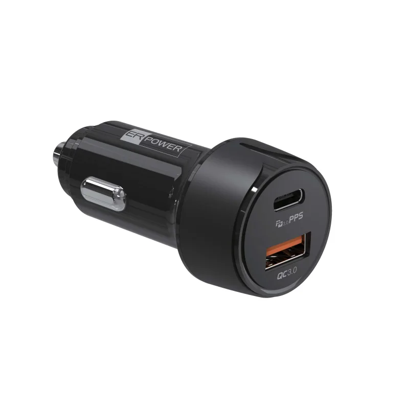 ER POWER 30W PD USB-C/ USB-A autonabíjačka, čierna ERPW30PDC2-BK