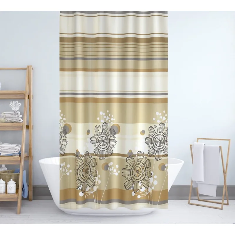 Kúpeľňový záves béžové kvety