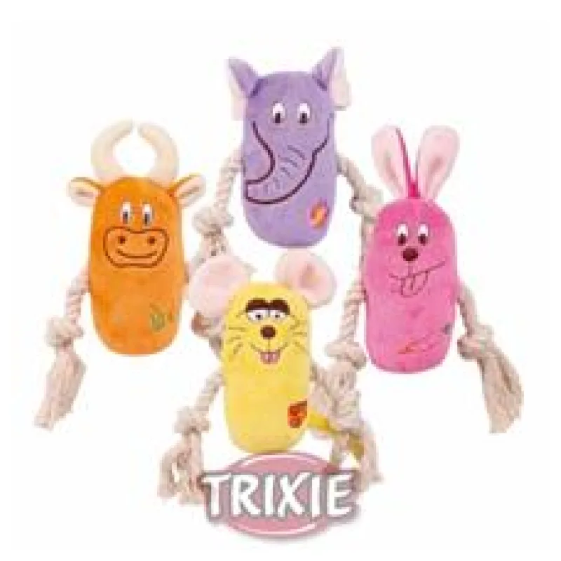 Plyšové zvířátko s bavlněnými uzlíky, různé druhy 1ks/13cm