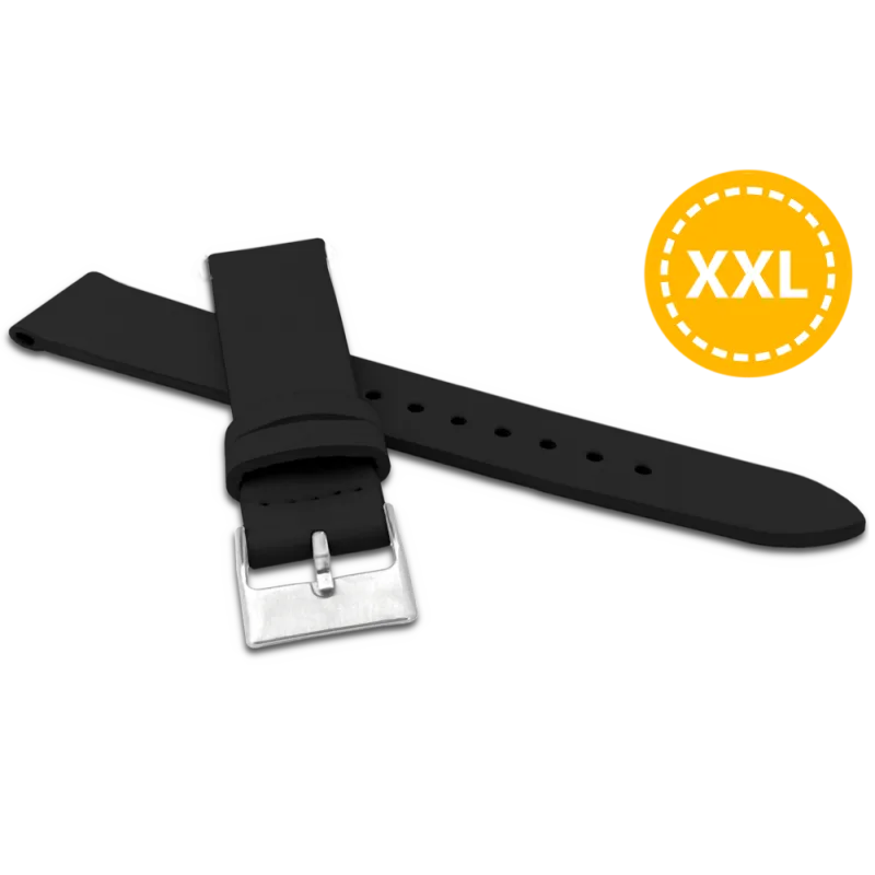 MINET XXL Prodloužený černý řemínek z luxusní kůže Top Grain - 20 - XXL MSSXB20