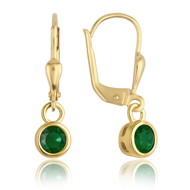 MINET Elegantní zlaté náušnice se zelenými zirkony Au 585/1000 1,75g JMG0311GGE00