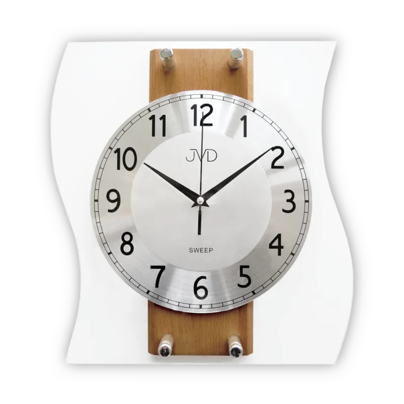 JVD Netikající tiché skleněné dřevěné nástěnné hodiny JVD NS21053.4