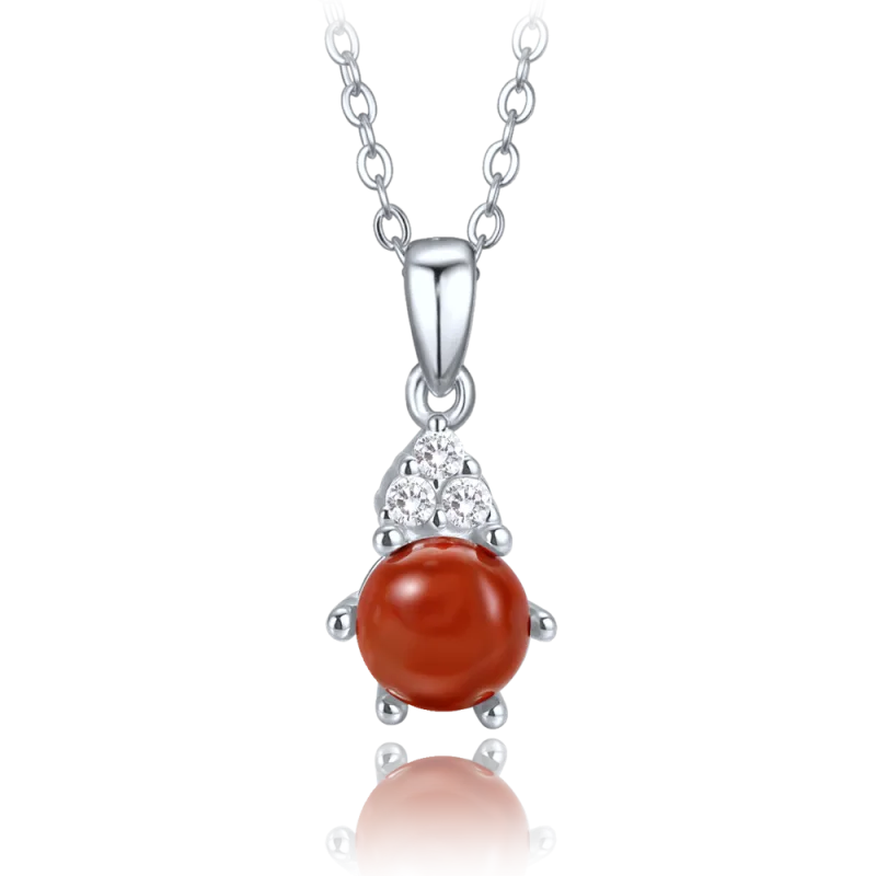 MINET Elegantní stříbrný náhrdelník s jaspisem a zirkonem