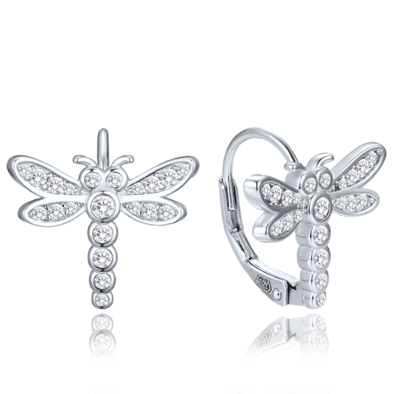 MINET Dětský stříbrný náhrdelník vážka se zirkony