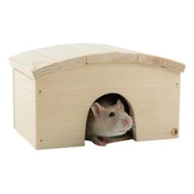 Domek dřevo křeček obloukovitá střecha 18 x 12 x 10 cm 1 ks