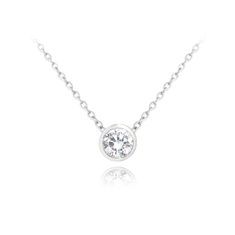 MINET Decentní stříbrný náhrdelník s bílým zirkonem