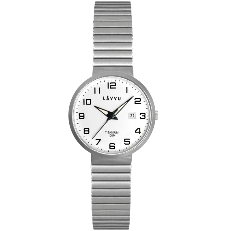 LAVVU Titanové pružné hodinky s vodotěsností 100M LAVVU LUNDEN Small White LWL5040