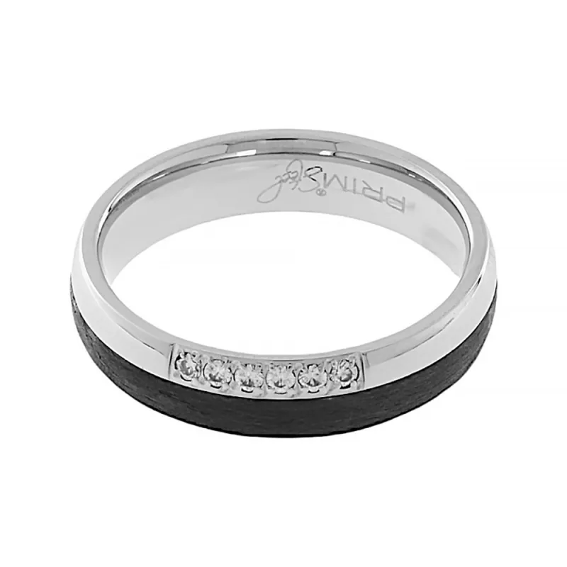 MPM Dámský karbonový prsten 8029 (velikost 56) - stříbrnočerné barvy