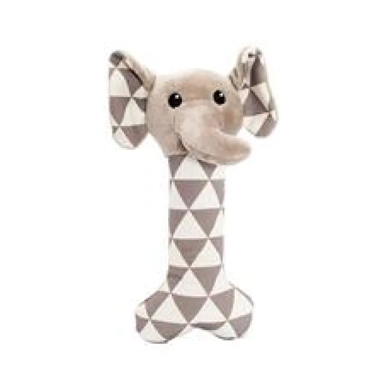 Plátěná kost s hlavou slona, se zvukem, krémová/šedá, HipHop 24 cm