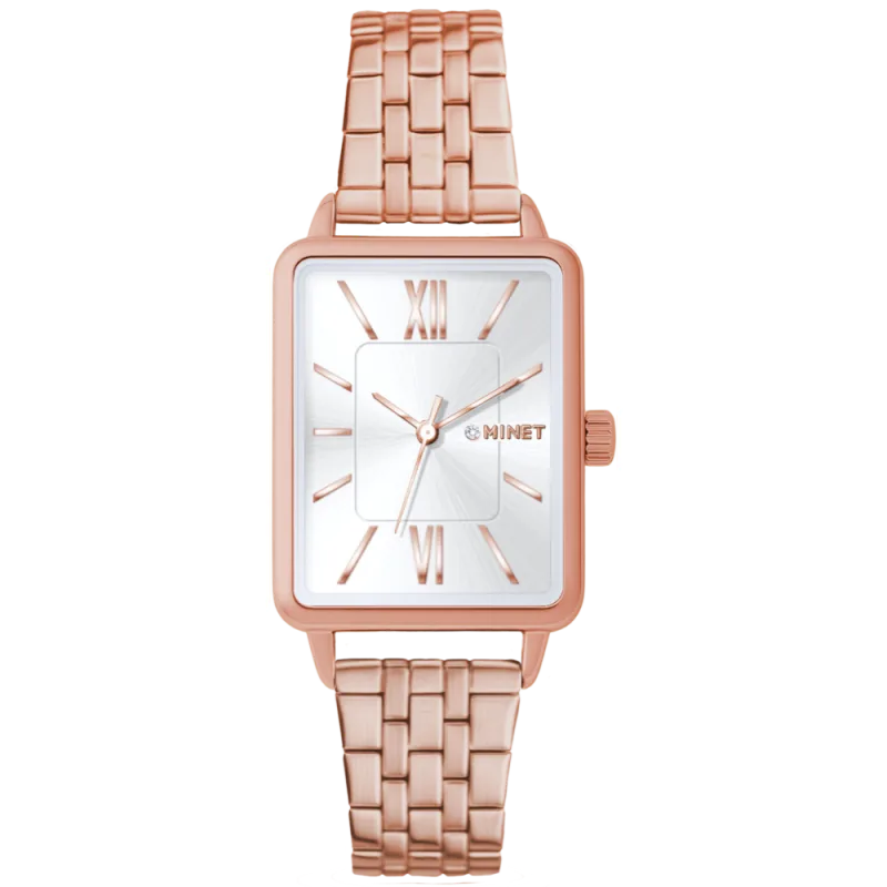 MINET Rosegold dámské hodinky SIENA se rosegold ocelovým řemínkem