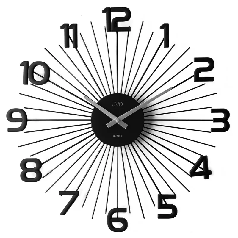 JVD Designové kovové černé paprskovité nástěnné hodiny JVD HT120.2
